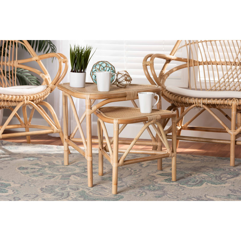 Nancee 20.9'' Tall 3 Legs Rattan End Table Set