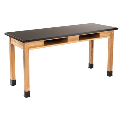 Wood Science Table with Book Compartments