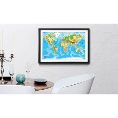 Weltkarten Worldmap New Look - Single Picture Frame Print