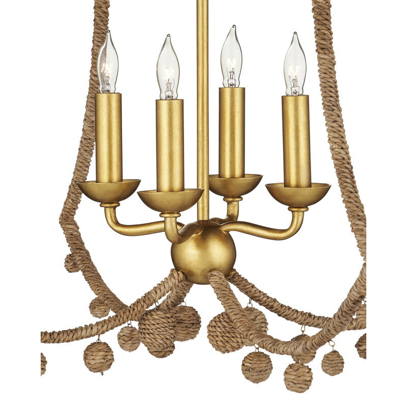 Nimes 4 - Light Lampakanay Rope/Wrought Iron Chandelier by Suzanne Duin