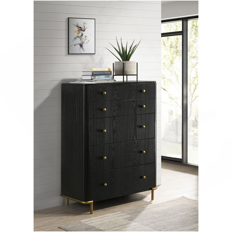 Anser Black 5-Drawer Chest, Black