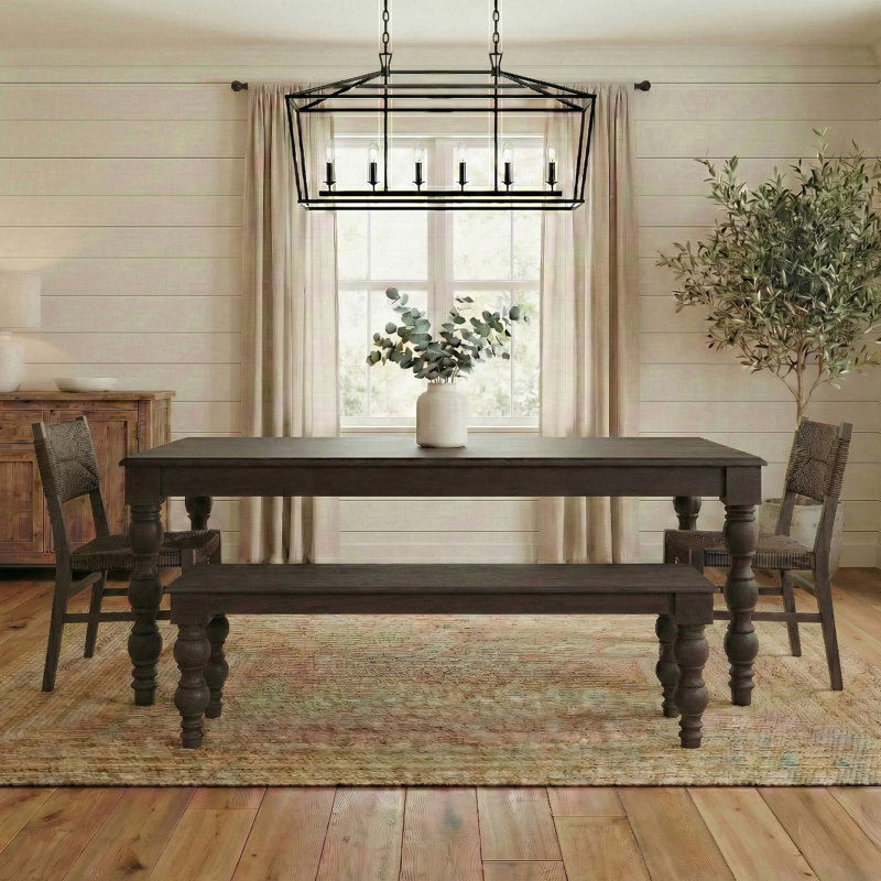 Braydan 72" Solid Wood Dining Table with Hand Turned legs, 30" H x 72" L x 36" W, Cofffee Brown