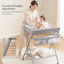 Portable Folding Baby Changing Table with Wheels - Height Adjustable Diaper Station with Waterproof Pad & Storage Organizer for Nursery-692492868