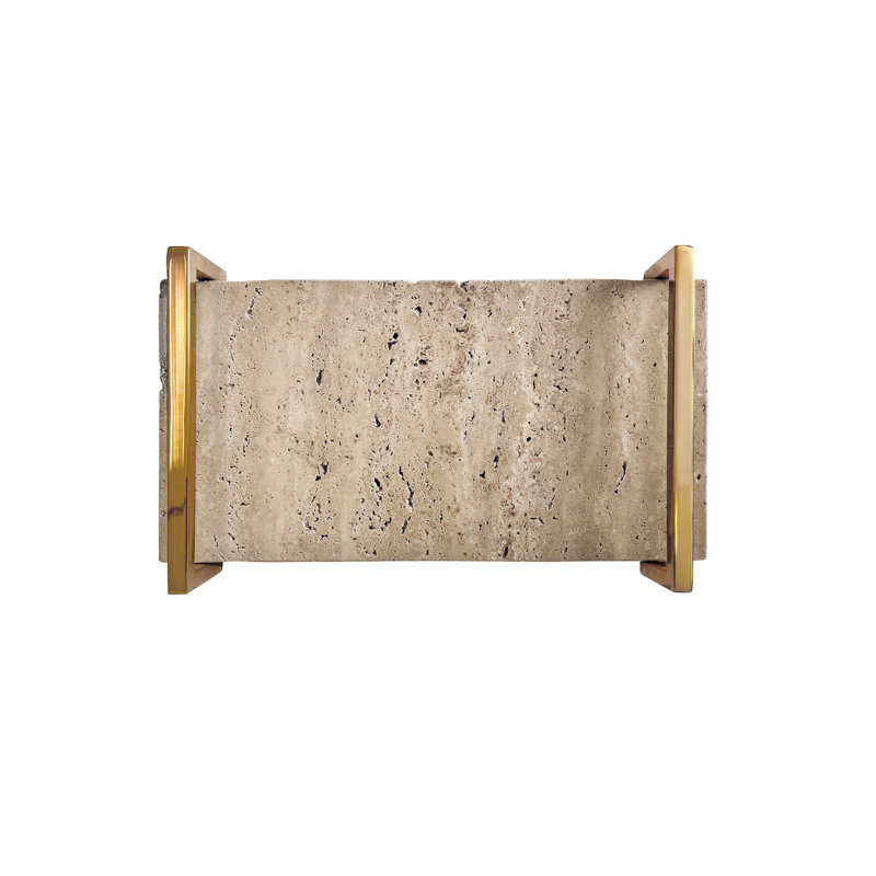 Jarvis Decorative Tray, Travertine/Brass