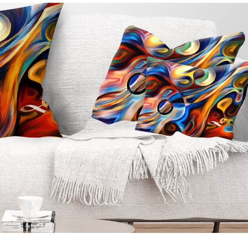 Abstract Music and Rhythm - Abstract Printed Pillow, Red/Blue