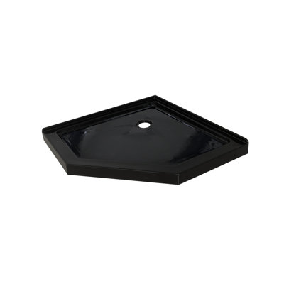 38" W x 38" D Black Neo-Angle Double threshold Shower Base