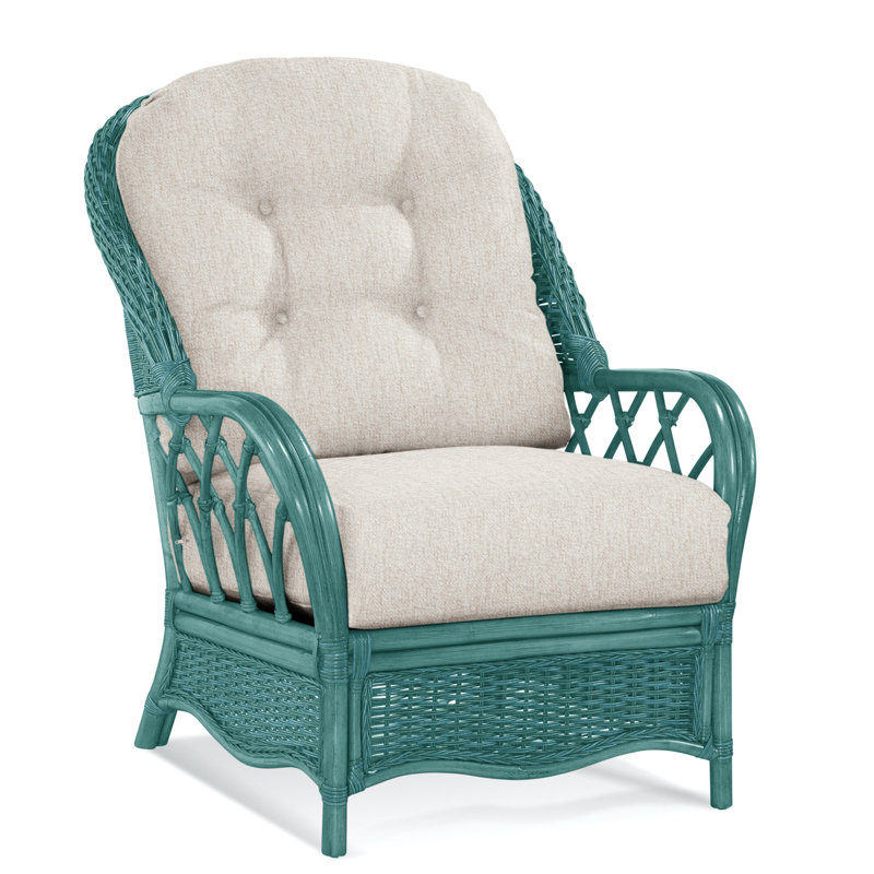  Everglade Rattan Arm Chair, Bisque, Snow Crypton Performance; 0884-91