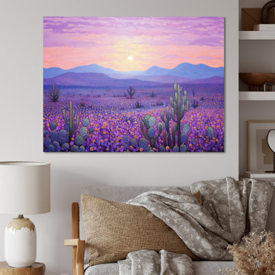 Cactus lavande paysage I sur toile