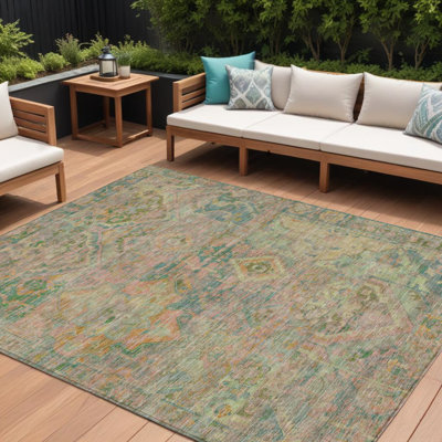 Tapis intérieur / extérieur 8 pi x 10 pi bleu sarcelle et mauve lavable