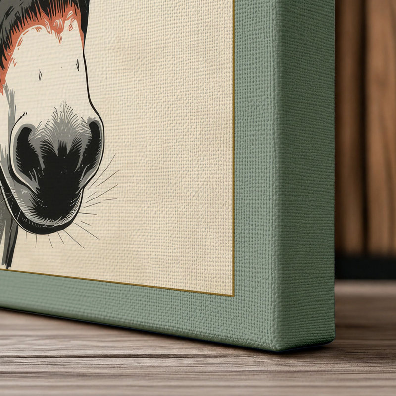 Donkey in Ink Japandi - Wrapped Canvas, 24x16 - 61.0 x 40.6 cm, Sage Border