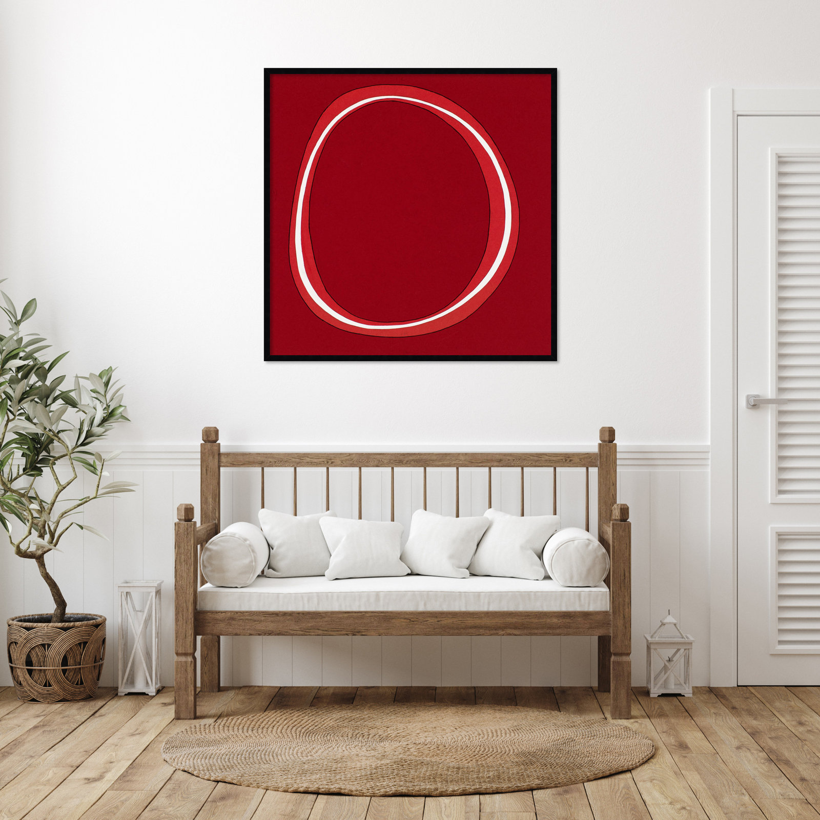 Red Circle Print by Alex Dunn, Black, 41" H x 41" W