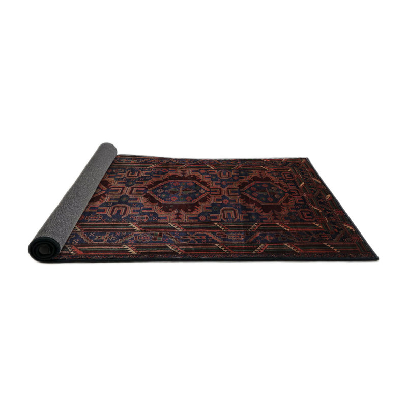 Tapis oriental brun / bleu, Rond 8 pi