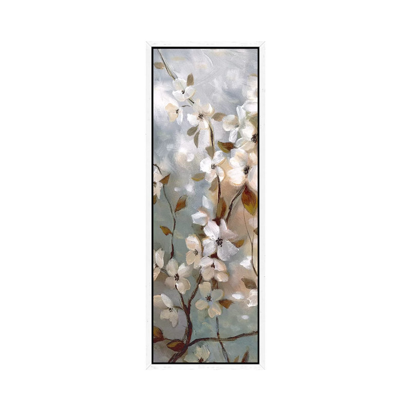 Blossoms Of Spring I by Nan - Panoramic Painting on Canvas, 30.48 cm H x 91.44 cm W, White Framed