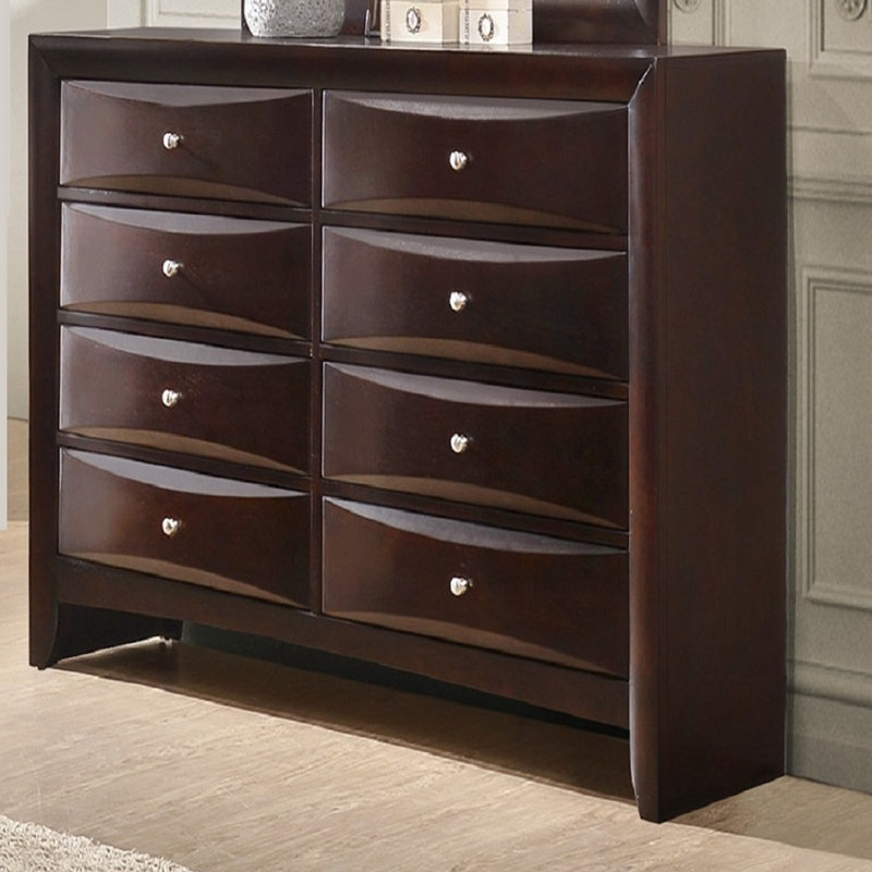 Commode contemporaine à 8 tiroirs, commode en bois pour la chambre à coucher, Brun
