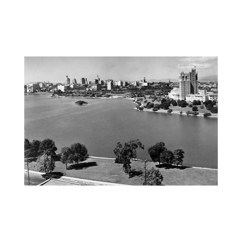 1950s With Lake Merritt In Foreground Skyline View Of Oakland California USA - Wrapped Canvas Print