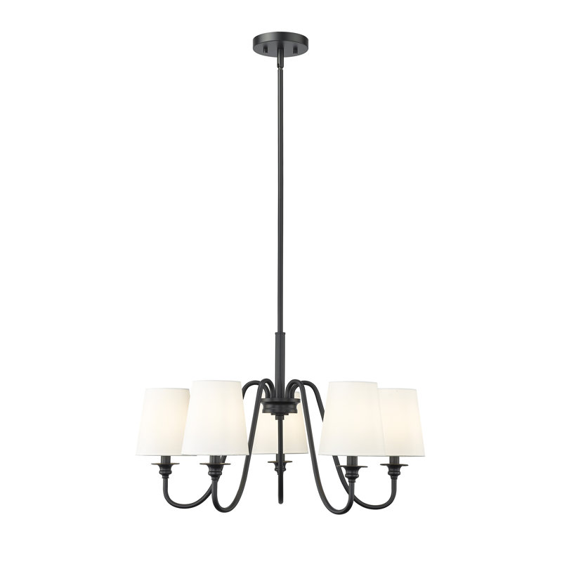 Sujal 5 - Light Steel Dimmable Classic / Traditional Chandelier, Matte Black