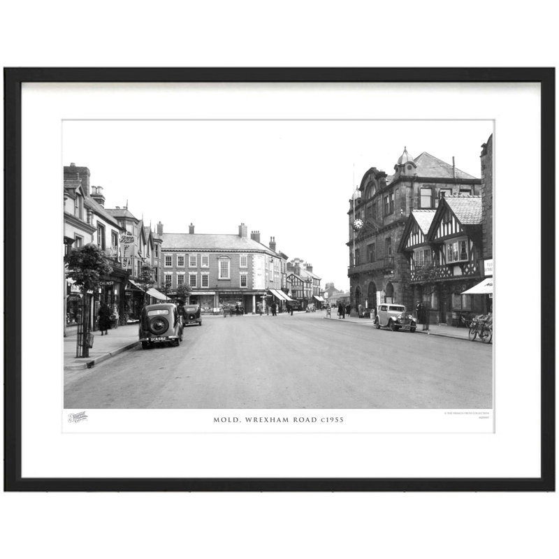 Mold, Wrexham Road C1955 by Francis Frith - Single Picture Frame Print, 28cm H x 36cm W x 2.3cm D