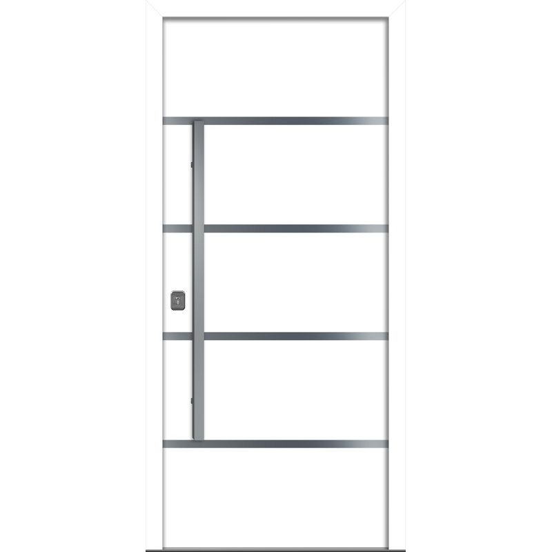 Porte d'entrée extérieure moderne en acier 36 po x 80 po - Inox S3, Blanc, S'ouvre à droite vers l'intérieur