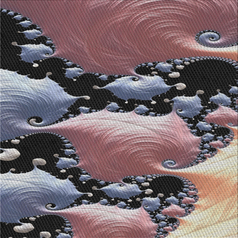Tapis bleu/rose à motifs, Carré 6 pi