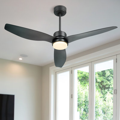 Ventilateur de plafond standard à DEL à 3 pales de 52 po avec télécommande et ensemble d'éclairage inclus Ashuna