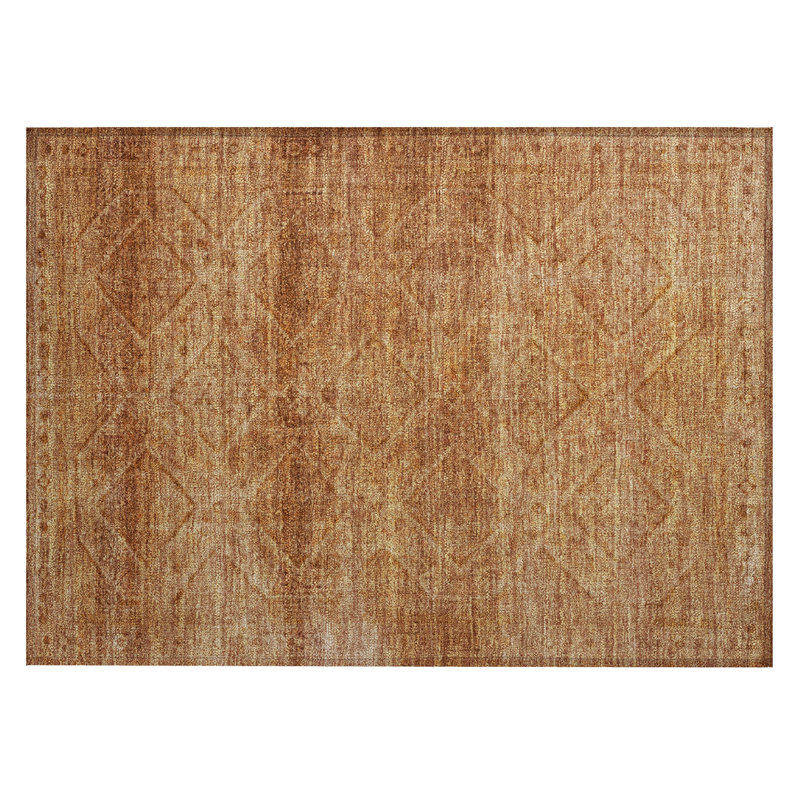 Machine Washable Indoor/Outdoor Xhevrie Copper Rug, Rectangle 1'8" x 2'6"