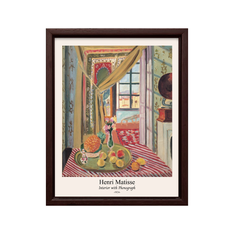 Henri Matisse - Intérieur avec Phonographe No2, Unframed, Canvas, 18"H x 24"W