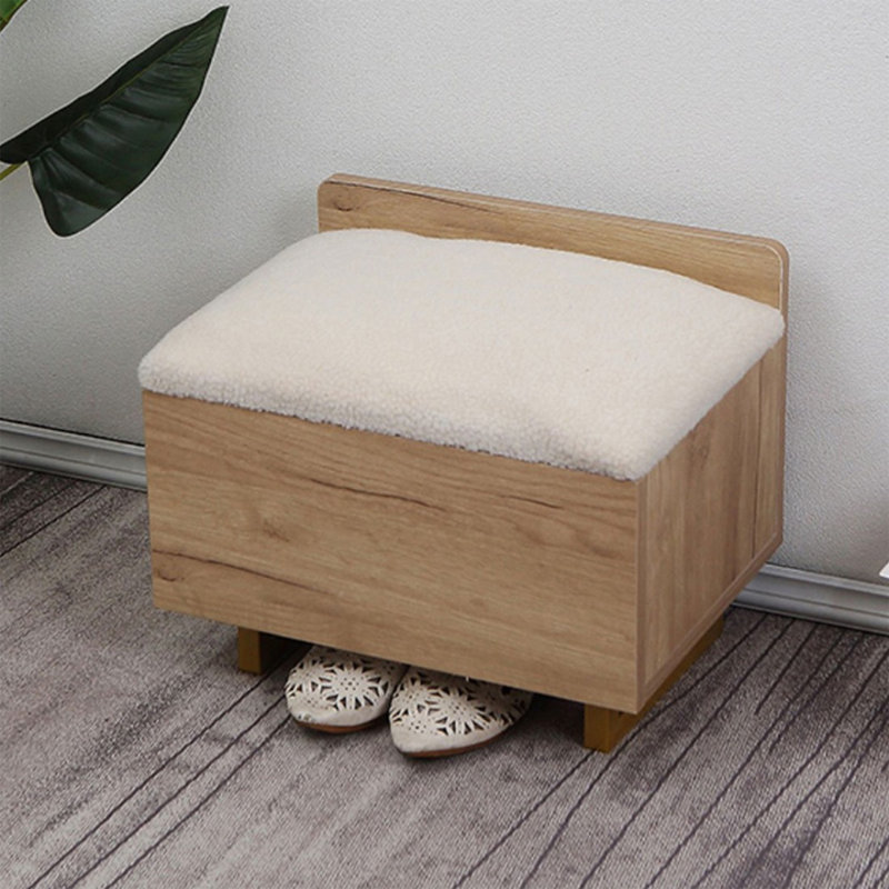 White Burlywood Upholstered Bench, Burlywood, 14.96" H x 15.75" W x 11.81" D