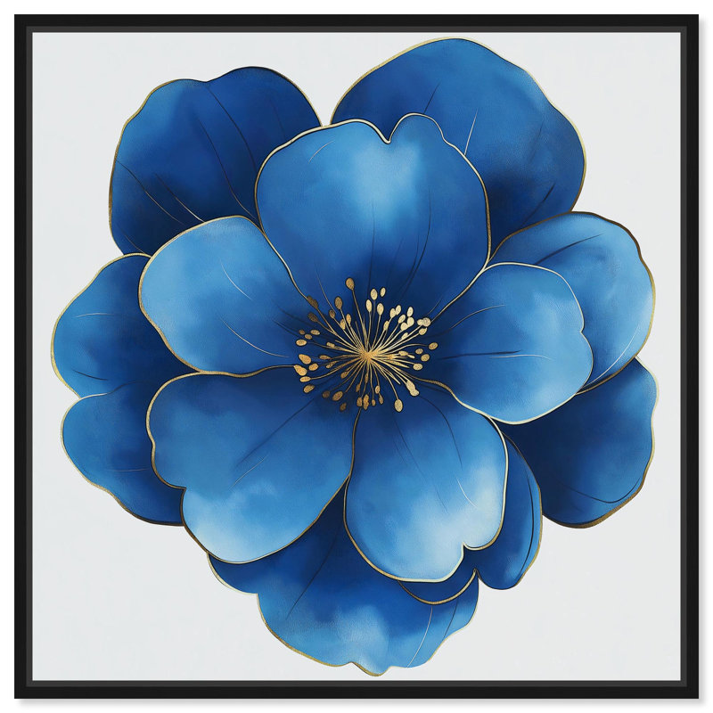 Décoration murale bleue sur toile Blue Brilliance I , H 21 po x l 21 po, Cadre flottant noir