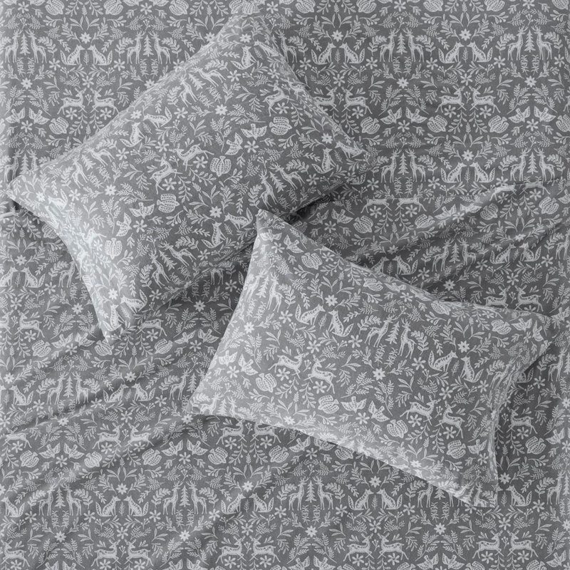 Ensemble de draps 4 pièces Gracie Mills, Ensemble de draps pour grand lit, Imprimé d'animal sauvage sauge