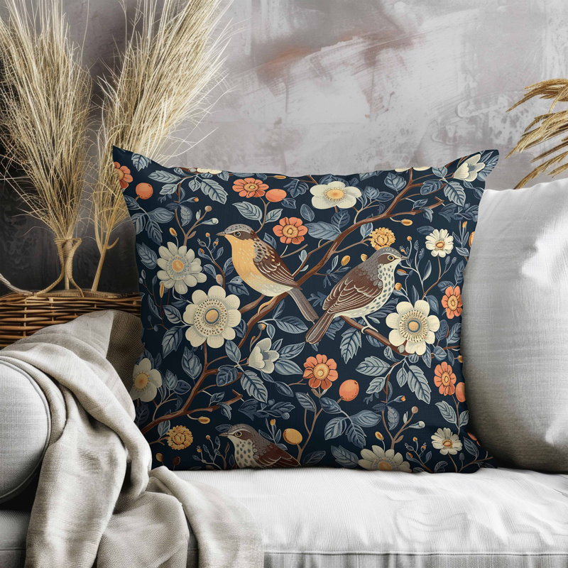 Coussin en faux suède Hidden Birds, Carré 18 po