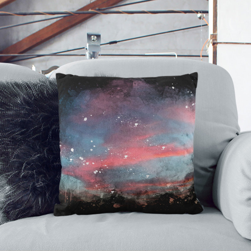Sunset View Vol.2 Paint Splash Square Throw Cushion, 40cm H x 40cm W x 15cm D, Black
