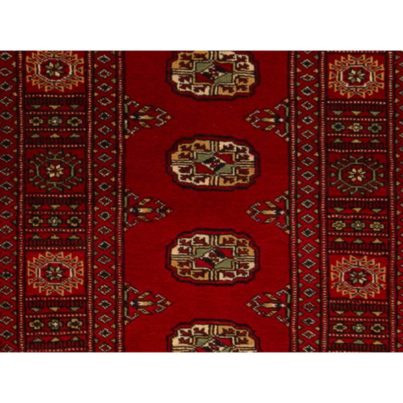 Hand Knotted Wool Area Rug in Red