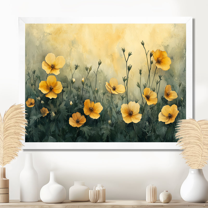 «Axton Summer Violet Flowers In Fields - Violets», art mural sur toile, H 34 po x l 44 po, Picture Framed Print, Blanc