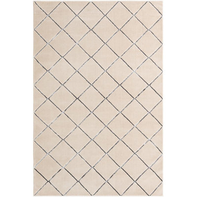 Contemporary Falco Runner Rug White and Silver Color