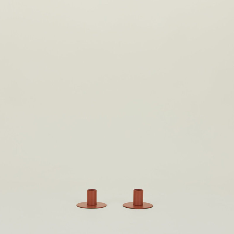 Essential 1.5'' H Stainless Steel Tabletop Candlestick, Terracotta