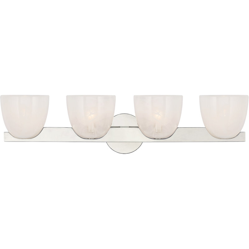 AERIN Carola 4-Light Bath Sconce, Polished Nickel, White Strie