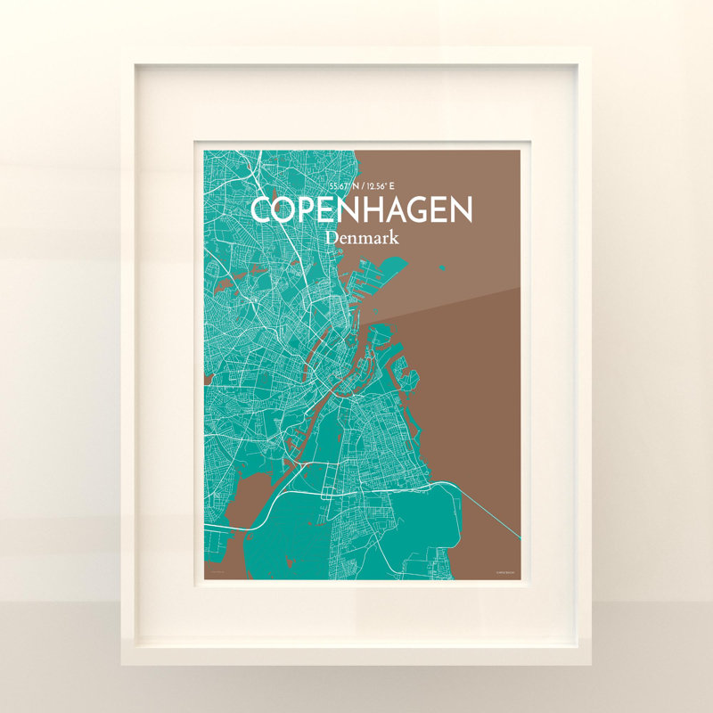 Copenhagen City Map In Nature - No Frame Print, 20cm H x 16cm W x 0.05cm D