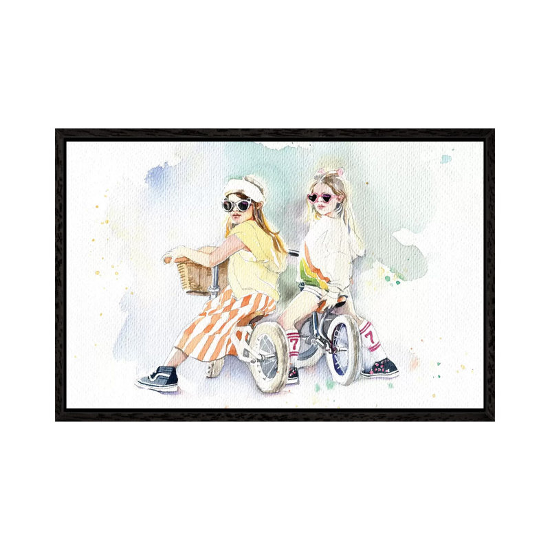 Girlfriends 1 Piece Painting on Canvas, 101.6cm H x 152.4cm W x 3.81cm D, Black Framed