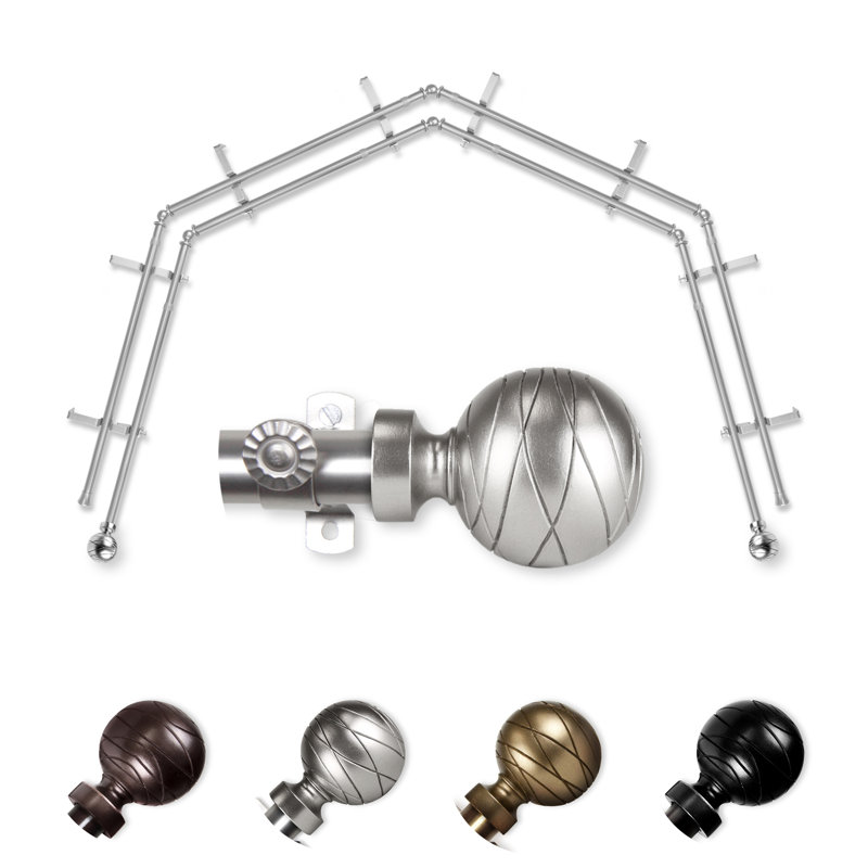 Tringle à rideaux double vitrage 4 côtés Arman 13/16, Nickel satiné
