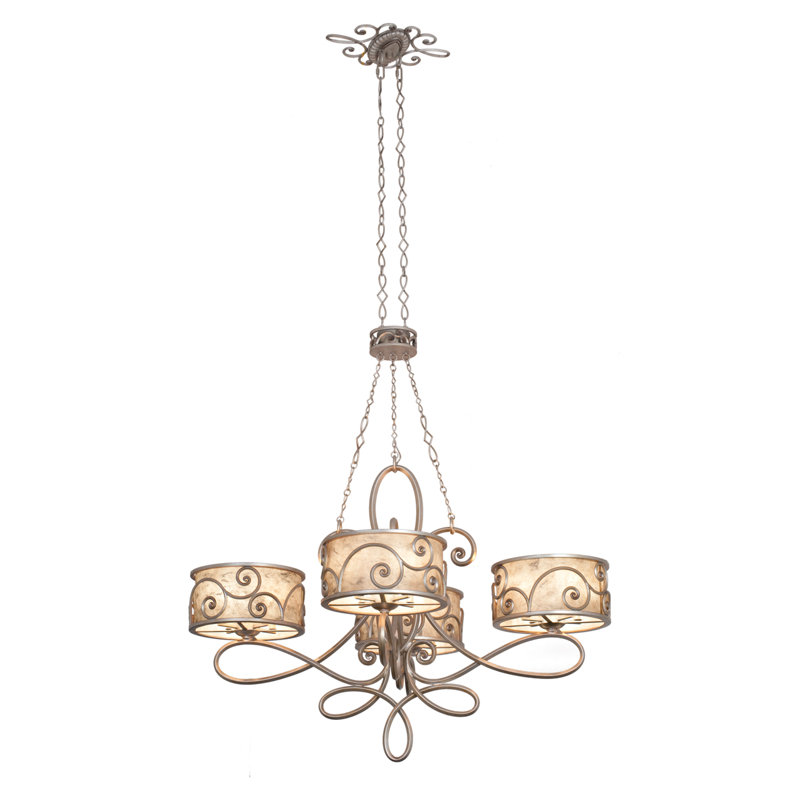 Windsor 20 LT Chandelier Kalco, Shade, Silver Mica, Aged Silver