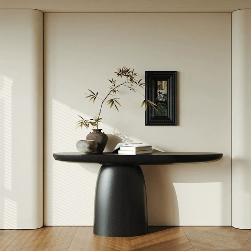 Table de véranda moderne et simple., Noir, H 33,4 po x l 47,2 po x P 11,8 po