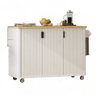 Fluted Kitchen Island with Drop Leaf by Ophelia & Co.