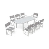 EXPANDABLE DINING TABLE WITH FOLDING CHAIRS