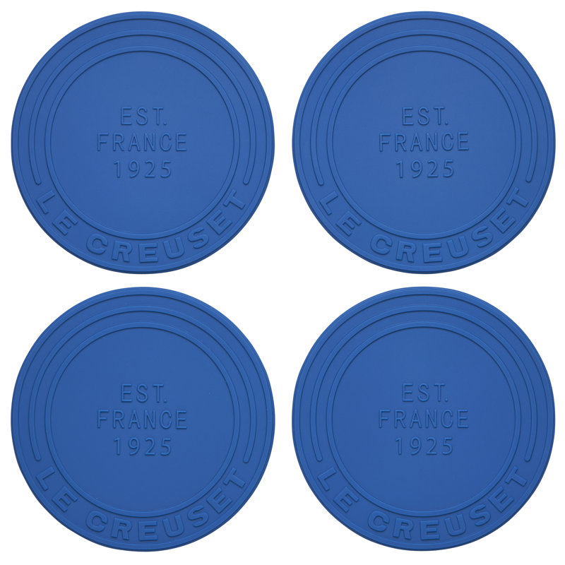 Marseille Blue Silicone Round Coaster Set of 4