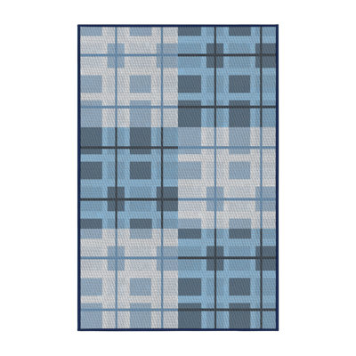 Tapis bleu/blanc cassé à motif