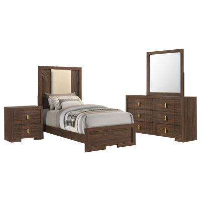 Ensemble de chambre à coucher complet Elliot 4 pièces en noyer