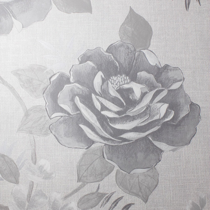 Deshotel 10.05m x 53cm Semi-Gloss Wallpaper Roll, Grey