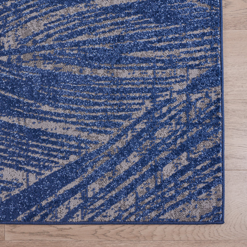 Indigo Emna - palmiers - bleu indigo, Rectangle 6 pi 7 po x 9 pi 6 po