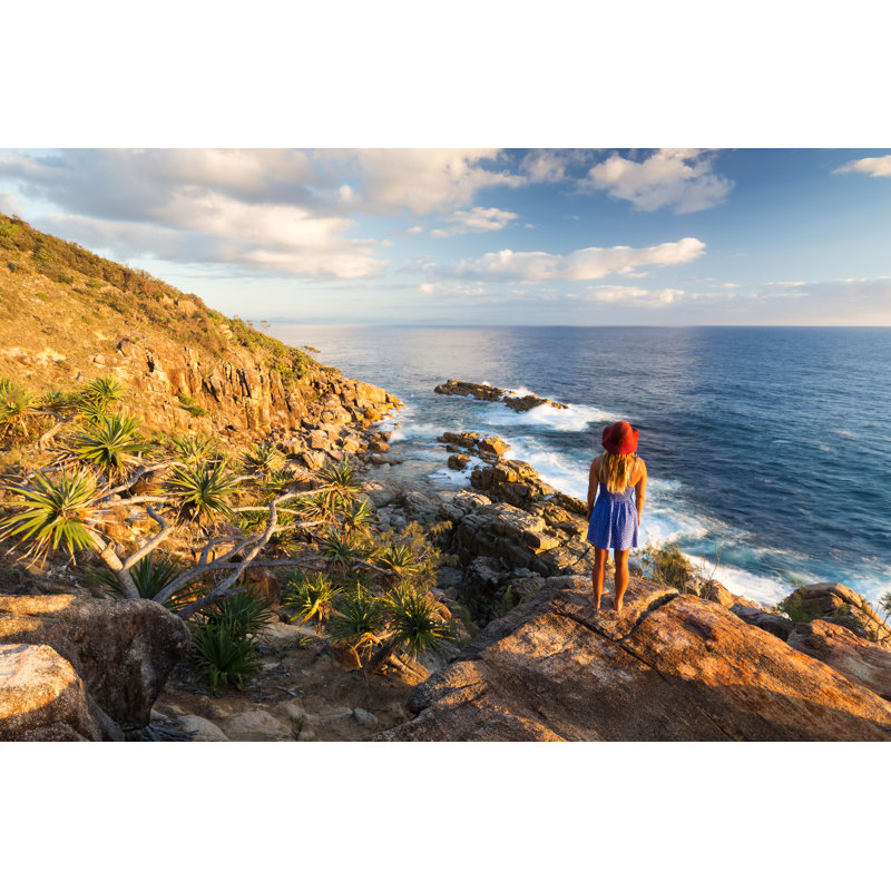 Girl And Coastal View by Charlie Blacker - Wrapped Canvas Print, 51cm H x 76cm W