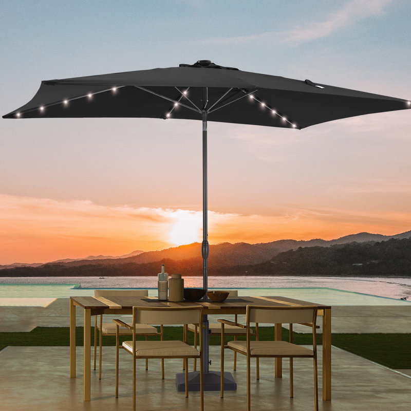 Sakira 72'' Lighted Market Umbrella, Black